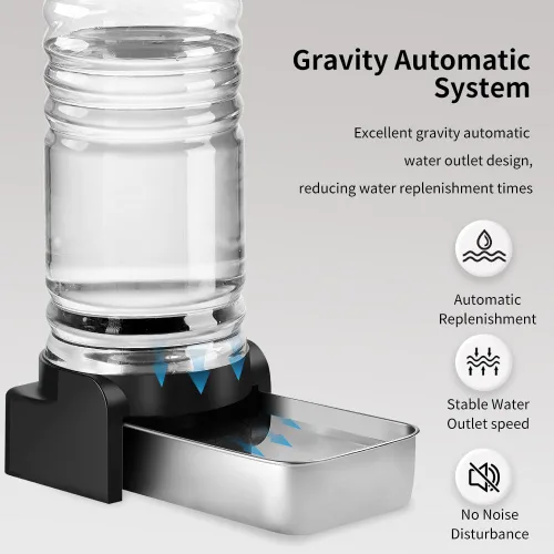 Vista 7 de Marchul - Dispensador de agua para gatos de 1 galón, comedero automático para perros con gravedad, dispensador de agua con 3 filtros, dispensador