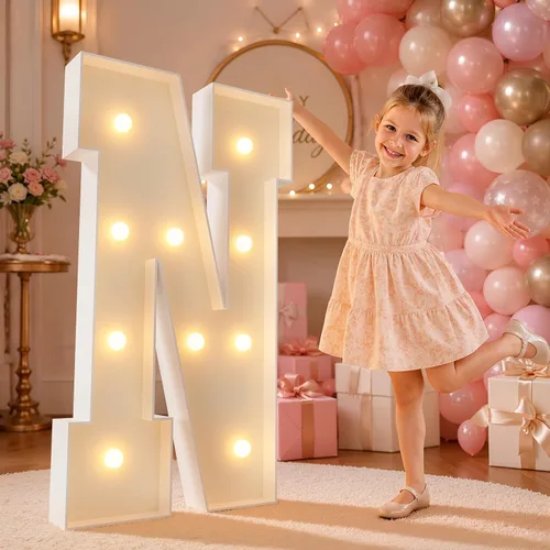Vista 104 de imprsv Letras iluminadas grandes de 3 pies, letras iluminadas de marquesina para fiesta de cumpleaños (3 pies, letra y )