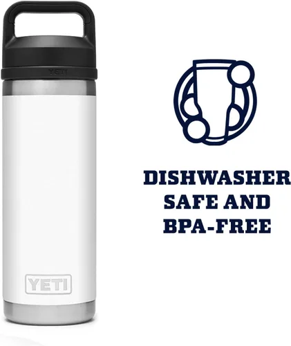 Vista 5 de YETI Rambler - Botella de acero inoxidable aislada al vacío con tapa para sorbos, 18 onzas, color blanco
