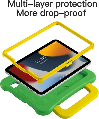 Vista 2 de Funda para iPad de 10.2 pulgadas de 7ª/8ª/9ª generación para niños, ligera, resistente, a prueba de golpes, a prueba de caídas con asa/soporte