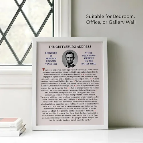 Vista 3 de Abraham Lincoln The Gettysburg Address - Póster histórico de Estados Unidos para el hogar, oficina, aula y decoración patriótica