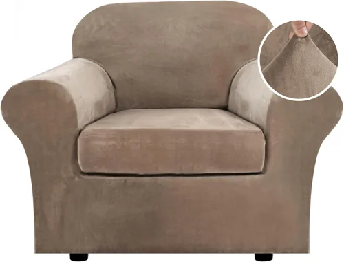 Vista 74 de H.VERSAILTEX - Funda elástica para sofá de 2 piezas, funda protectora de terciopelo, suave, con parte inferior elástica, con un ancho de hasta 49