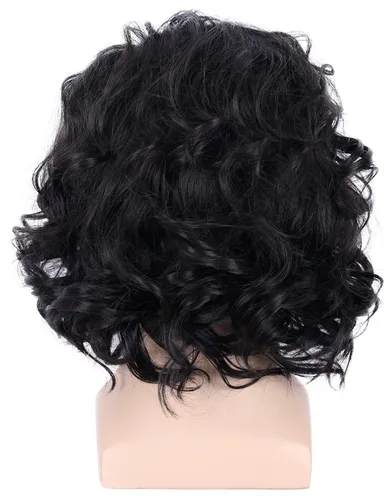 Vista 4 de yuehong Pelucas sintéticas cortas rizadas del pelo del traje de Halloween de los hombres del color negro natural de Cosplay peluca