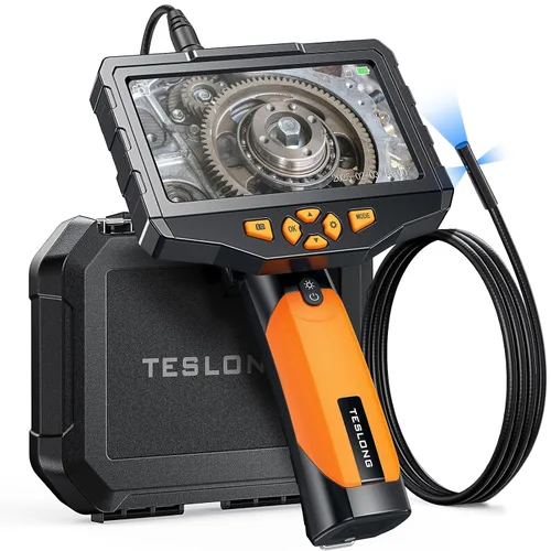 Vista 9 de Teslong - Cámara de inspección de triple lente con boroscopio profesional, con luz, cámara de alcance de video digital, pantalla IPS de 5 pulgadas