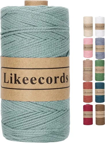 Vista 28 de Likeecords 100% Hilo de Ganchillo de Algodón Cordón de Bolsa de 2mm 170m Cordón de Macramé de 2mm Hilo de Crochet Cuerda de Macramé Regalo para Verde