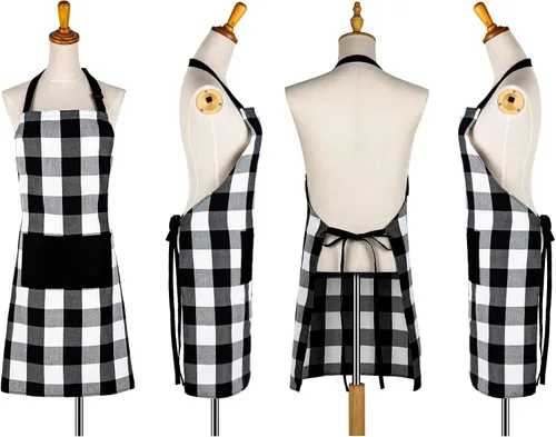 Vista 2 de Jubatus Delantales Buffalo Check, negro y blanco Check