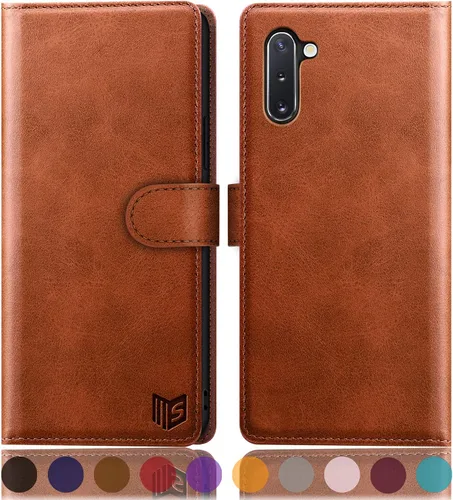 Vista 9 de SUANPOT Funda de piel tipo cartera para Samsung Galaxy Note 10 de 6.3 pulgadas con bloqueo RFID, soporte para tarjetas de crédito, libro de folio