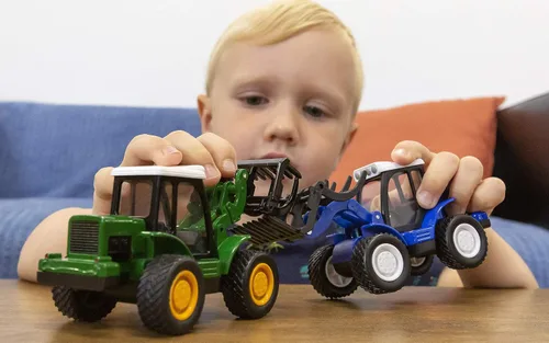Vista 8 de Corgi Chunkies Farm - Camión todoterreno, tractor con garra y camión volquete, paquete triple de vehículos de juguete CHP10