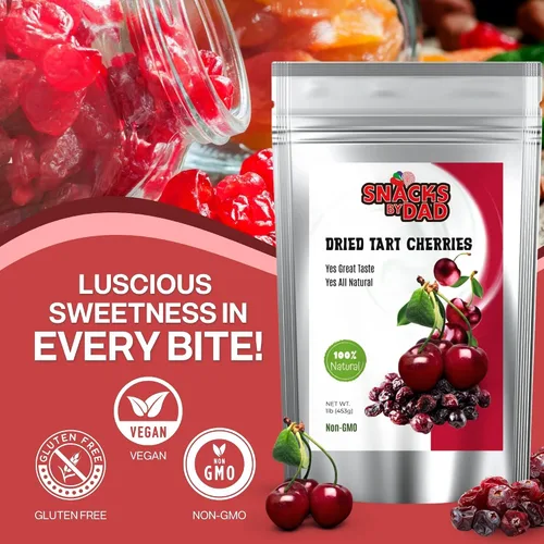 Vista 6 de Cerezas ácidas secas – Cerezas secas veganas sin conservantes Snack saludable y saludable Cereza agria para aperitivos Frutas secas de primera