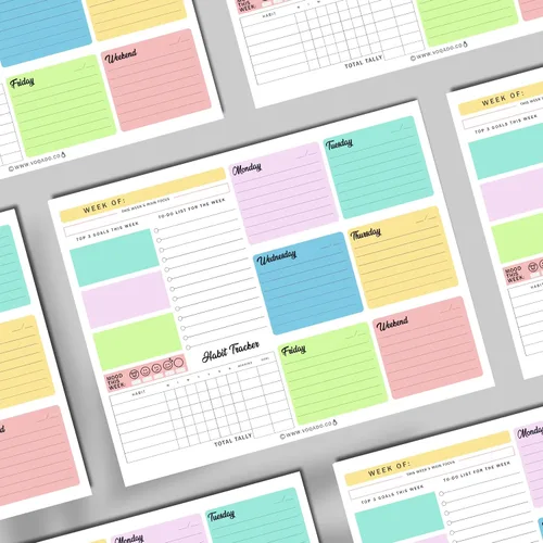 Vista 4 de Agenda semanal con tapa (magnética) para todo el año, 50 hojas sin fecha para horario diario, listas de tareas, seguimiento de hábitos