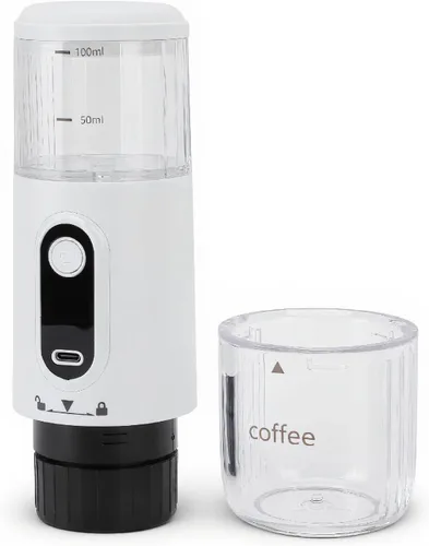 Vista 11 de Cafetera portátil, cafetera de café expreso, funciona manualmente, cafetera de cápsula de mano de 3.4 fl oz tipo C recargable para viajes al aire