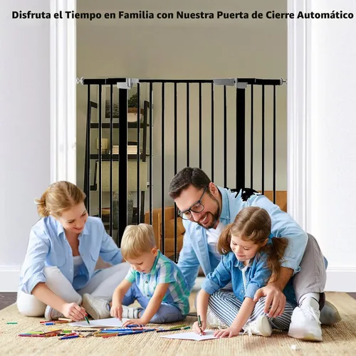 Vista 5 de Puerta para bebé de 41 pulgadas de alto, puerta para perros con cierre automático, ajustable de 29.92"-43.71" de ancho, montaje a presión, puerta