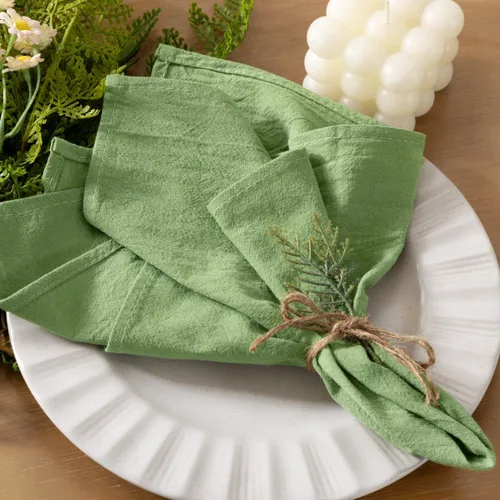 Vista 10 de Servilletas de tela de otoño, lavables, reutilizables, de lino, boda, fiesta, hogar, decoración de mesa Beige Set of 4 Bulk Cotton Napkins 17"x17