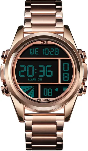 Vista 2 de CKE Reloj digital para hombre con esfera grande y alarma de cronómetro
