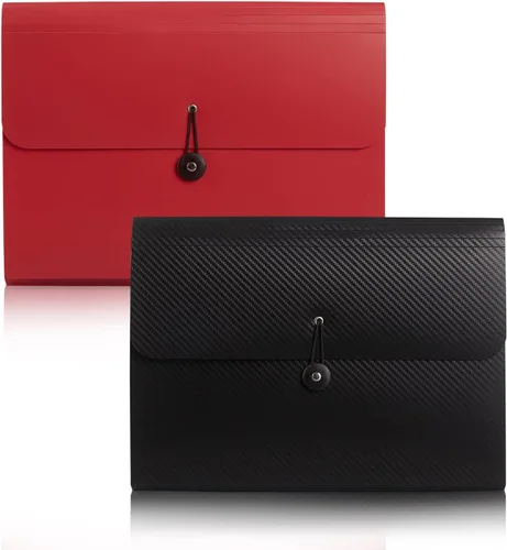 Vista 19 de Carpeta de archivos expandible con 13 bolsillos, carpeta de archivo de acordeón para documentos, organizador estético de papel negro
