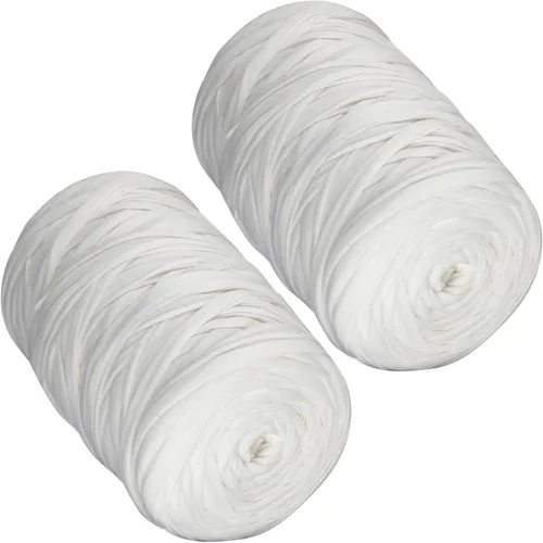 Vista 32 de 400g de hilo de tela elástica para tejer con ganchillo para DIY, 119 metros de hilo de espagueti grueso para tejer para proyectos de bolso, cesta