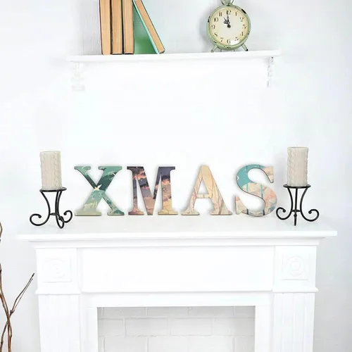 Vista 3 de Letras grandes de madera en blanco de 12 pulgadas, letras de madera sin terminar, letrero de madera para proyectos de manualidades para decoración