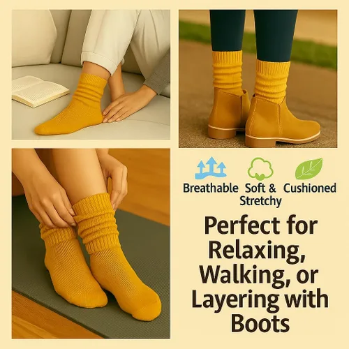 Vista 5 de AWSAmerican Made - Calcetines de algodón extralargos y sueltos para mujer, talla 9 a 11