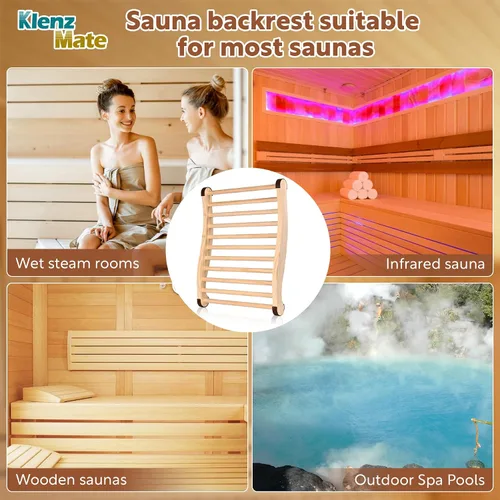 Vista 7 de 2 respaldos de sauna mejorados, accesorios de sauna de 20 pulgadas, silla de sauna de diseño ergonómico en forma de S, con almohadillas