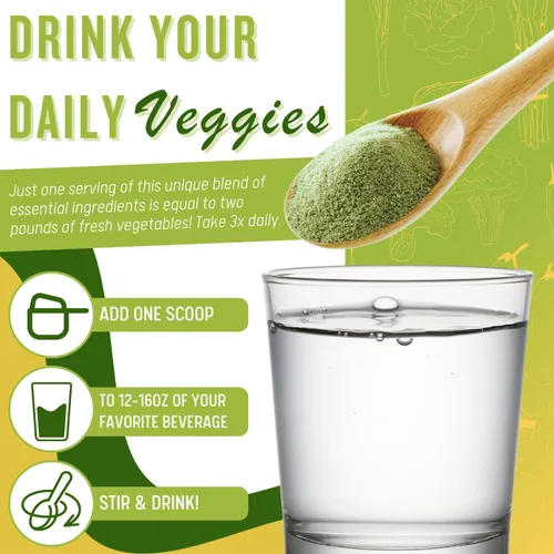 Vista 5 de Daily Health, Ultimate Greens con MSM en polvo, ingredientes naturales veganos sin gluten, soja, sin OMG, superalimento, bebida nutricional vegetal