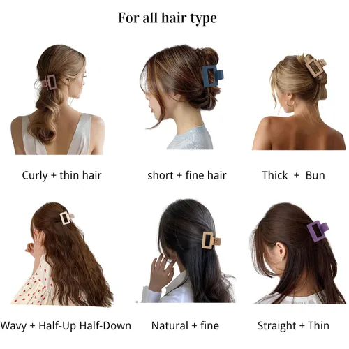 Vista 5 de Pinzas pequeñas para el cabello para mujeres y niñas, pinzas rectangulares medianas de 2 pulgadas para cabello fino/fino, mandíbula mate de sujeción