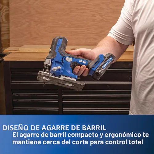 Vista 2 de Kreg Sierra Caladora de Agarre de Barril con Impulso Iónico de 20V - Inalámbrica, Compacta y Ergonómica - Corte de Precisión - Velocidad Variable
