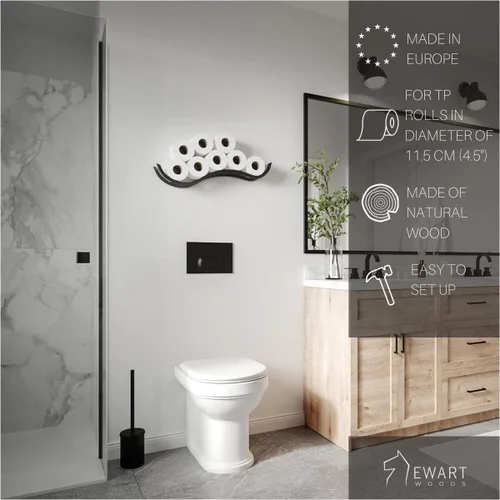 Vista 2 de EWARTWOODS Soporte de madera para papel higiénico para papel higiénico (negro)