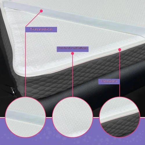 Vista 3 de Cubrecolchón de espuma para cama de pestañas – Almohadilla de espuma viscoelástica para mesa de masaje de 2.5 pulgadas de grosor con correas de Gris