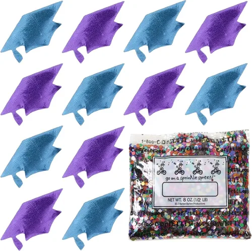 Vista 138 de Confetti Grad Cap Negro, Azul Marino Combo - 2 bolsas de media onza (1 oz)