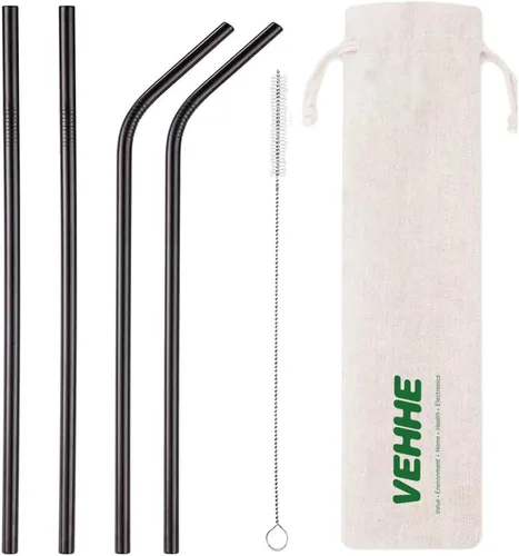 Vista 10 de VEHHE Popotes de metal de acero inoxidable Popotes para beber reutilizables - 10.5" Ultra largo 4 + 1 - Con cepillo de limpieza para vasos de 20/30
