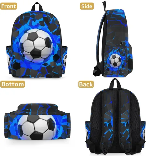 Vista 6 de Mochila infantil para niñas, niños y niñas preescolares, mochila para jardín de infantes, guardería, mochila escolar ligera para niños, Soccer