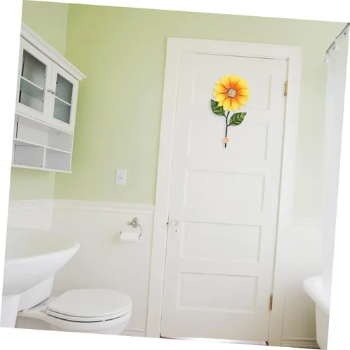 Vista 9 de Gancho colgante en forma de flor, gancho de pared de girasol para decoración del hogar, arte de pared de hierro decorativo para baño, dormitorio