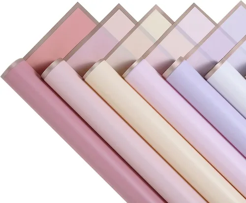 Vista 3 de Banxidi Papel de regalo floral coreano con borde dorado, 20 hojas, suministros para floristería, papel de regalo para ramo de flores, suministros