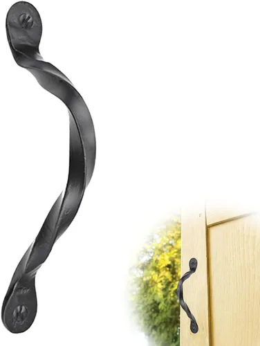 Vista 11 de Tirador o manija decorativa de hierro forjado a mano de 4.5 pulgadas Serie Farmhouse Acabado negro para cofres, armarios, baúles y puertas