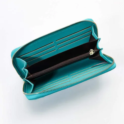 Vista 4 de carteras para mujeres, doblada, para muñeca, damas bolso largo con correa.
