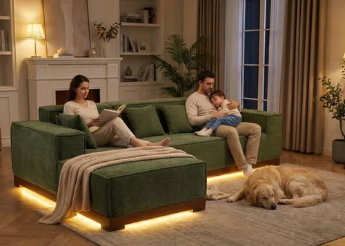 Vista 6 de LIKIMIO Sofá en forma de L de 110 pulgadas Iluminación LED