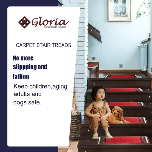 Vista 3 de Gloria Alfombra antideslizante de goma trasera para escaleras, alfombrillas antideslizantes para escaleras, juego de 7 (8.5 x 26 pulgadas)