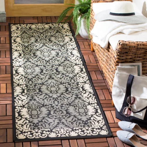 Vista 5 de SAFAVIEH Courtyard Collection - Alfombra de pasillo, 2 pies 3 pulgadas x 6 pies 7 pulgadas, color verde oliva y natural, no desprende pelusa