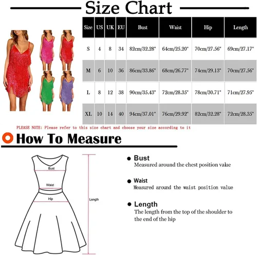Vista 7 de Vestido sexy de fiesta con cuello en V para mujer, vestido de lentejuelas de color sólido, vestido con flecos, para ocasiones especiales
