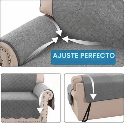 Vista 6 de H.VERSAILTEX Fundas acolchadas impermeables para sofá, fundas protectoras antideslizantes para perros, fundas para sofá de 3 cojines, protector