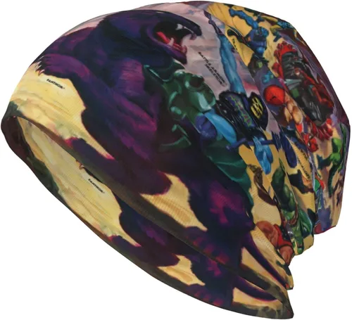 Vista 2 de Pobecan He-Man and The Masters Anime of The Universe - Gorro de punto de anime para hombres, mujeres, adolescentes, color negro, Negro