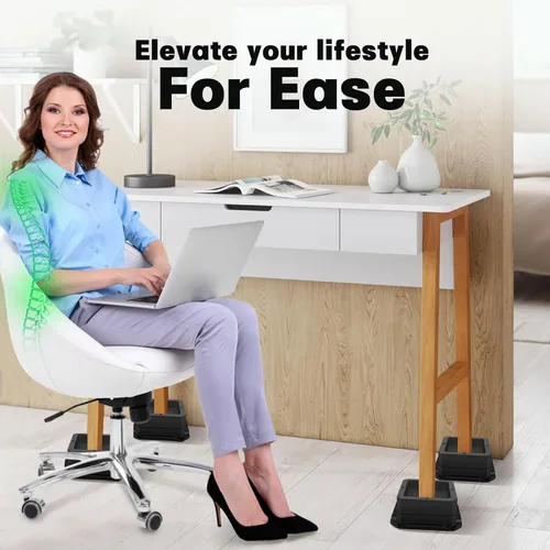 Vista 6 de ANNKUT Elevadores de muebles de 1 pulgada, elevadores de cama resistentes, elevadores de escritorio para elevación de sillas y patas de mesa, 4