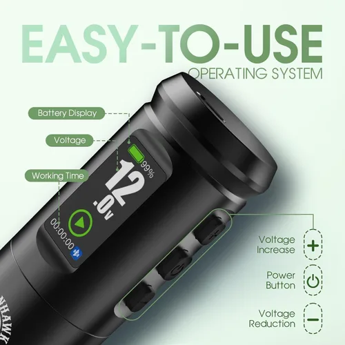 Vista 4 de Dragonhawk A1 Pro Kit de tatuaje con impresora térmica de plantillas de Juego completo de bolígrafos rotativos con agujas de cartucho