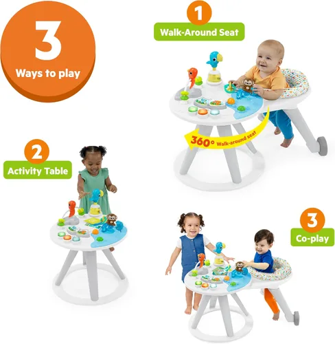 Vista 4 de Bright Starts Around We Go 2-in-1 Walk-Around Baby Activity Center & Table, Playful Paradise, Age 6 Months and up