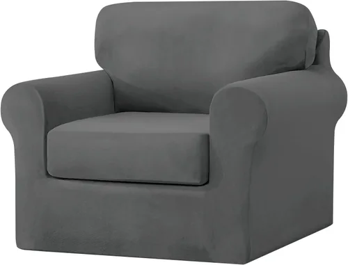 Vista 57 de UNBBRRL Fundas de sofá de 3 piezas para sofá, funda de terciopelo elástico para sillón con 1 funda de cojín de asiento y 1 funda de respaldo
