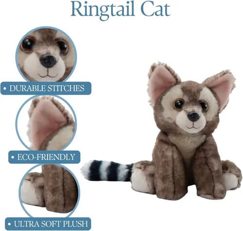 Vista 5 de The Petting Zoo Ringtail - Peluche de gato, regalos para niños, animales salvajes de la vida silvestre, juguete de peluche lémur de 9 pulgadas