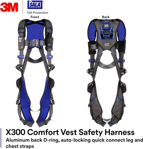 Vista 2 de 3M 1113001 DBI-SALA ExoFit X300 - Arnés de seguridad con chaleco cómodo, protección contra caídas, OSHA, ANSI, industria general, anillo en D
