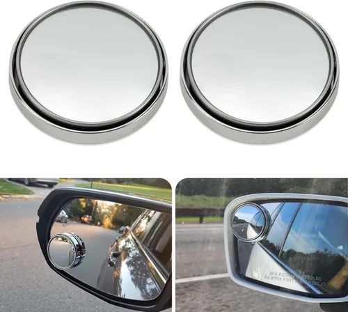 Vista 8 de Espejo retrovisor convexo redondo de vidrio HD de 2 pulgadas con marco, espejo de punto ciego para automóvil, gran angular de 360 grados con parte