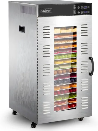Vista 9 de NutriChef Deshidratador eléctrico de alimentos para encimera, 900 vatios de alta calidad, varios niveles: ahorra tiempo frente a 600 W. Haz carne