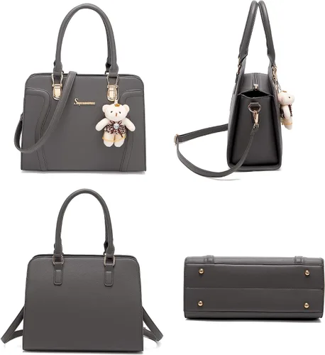 Vista 77 de Bolsos de mano de moda para mujer, bolsa de hombro, asa superior, bolsa de mano, juego de 4 piezas